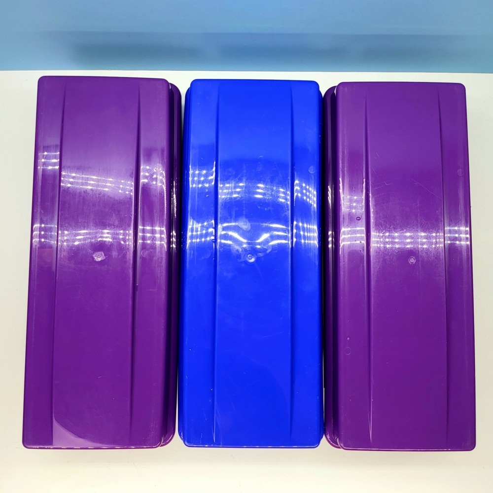 Vintage Cassette Tape Storage LOT 3 Purple & Blue Holder Case Organizer 15 Tapes - Picture 8 of 9